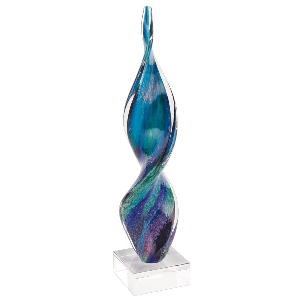 18" Blue and Green Murano Glass Modern Abstract Tabletop Sculpture - Image 3