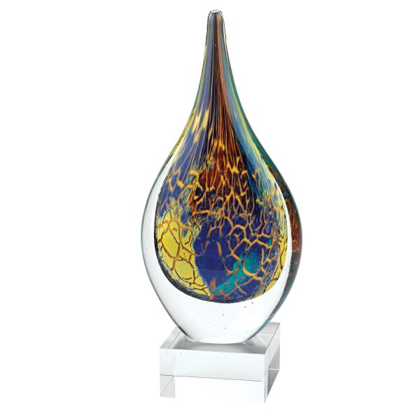 12" Blue and Yellow Murano Glass Modern Abstract Tabletop Sculpture - Image 3