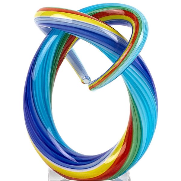 6" Rainbow Murano Glass Modern Abstract Tabletop Sculpture - Image 3