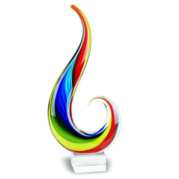 17" Blue and Red Murano Glass Modern Abstract Tabletop Sculpture - Image 2