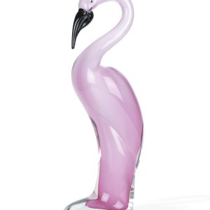 15" Pink Murano Glass Flamingo Figurine Tabletop Sculpture