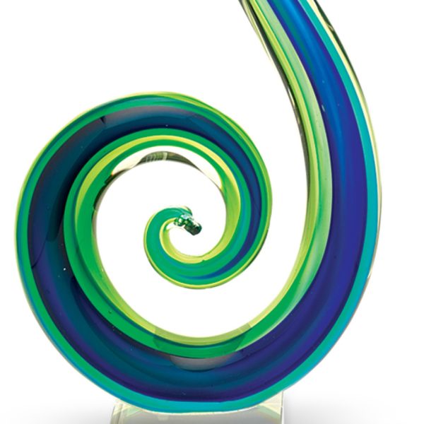 16" Blue and Green Murano Glass Modern Abstract Tabletop Sculpture - Image 3