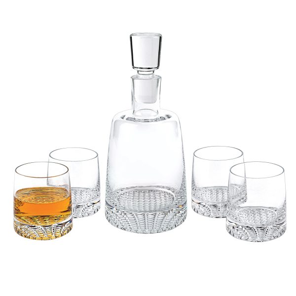 Mouth Blown European Crystal 5 Pc Whiskey Set - Image 2