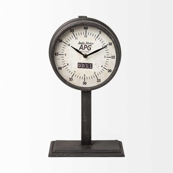 16" Black Metal Table Clock - Image 3