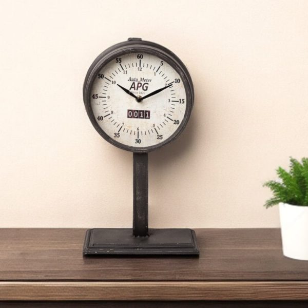 16" Black Metal Table Clock - Image 2