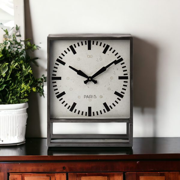 18" Gray Polyresin Table Clock - Image 2