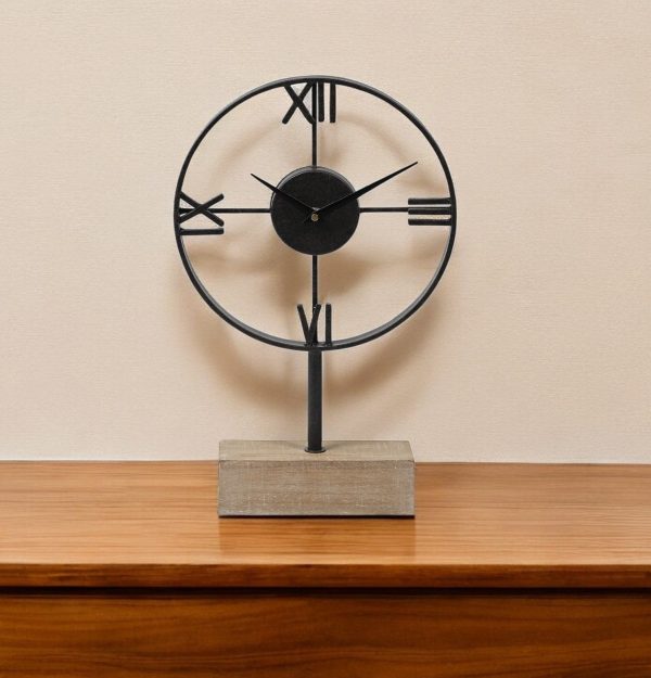 18" Black Metal Table Clock - Image 2