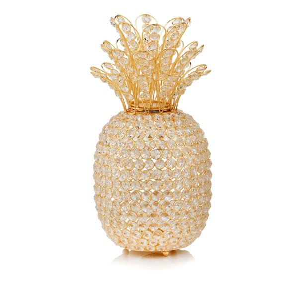 15" Gold Faux Crystal Decorative Pineapple - Image 2