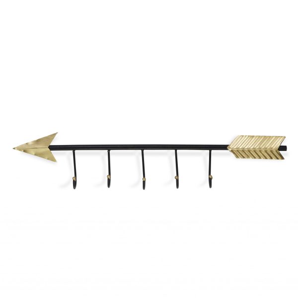 Black And Gold Metal Arrow Design Wall Decor With 5 Hanging Hooks - Image 3
