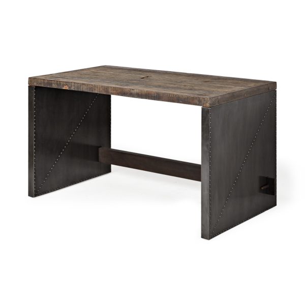 28" Dark Brown and Gray Writing Desk - Image 2