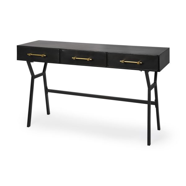 18" Black Writing Desk With Three Drawers - Image 2