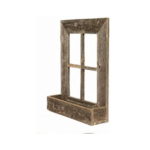 22X18 Rustic Weatered Grey Window Frame With Planter - Image 3