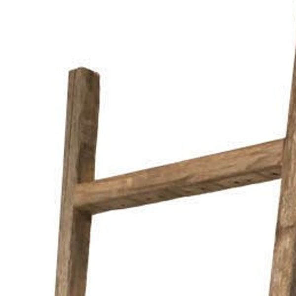 6 Step Rustic Weathered Grey Wood Ladder Shelf - Image 2