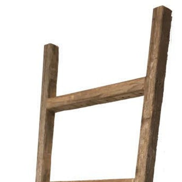 6 Step Rustic Weathered Grey Wood Ladder Shelf - Image 3