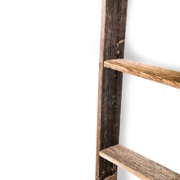 4 Step Rustic Weathered Grey Wood Ladder Shelf - Image 3