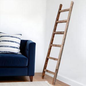 72" Six Step Rustic Weathered Grey Wood Ladder Shelf