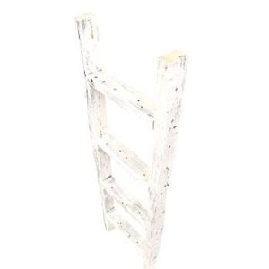 4 Step Rustic White Wood Ladder Shelf