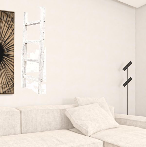 4 Step Rustic White Wood Ladder Shelf - Image 2
