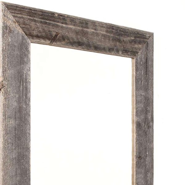 Rustic Weathered Gray Reclaimed Wood Plank Mirror With Shelf - Image 3
