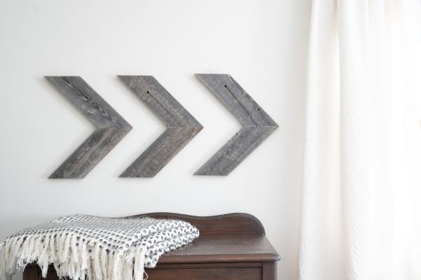 Set Of 3 Rustic Weathered Grey Wood Chevron Arrow - Image 3