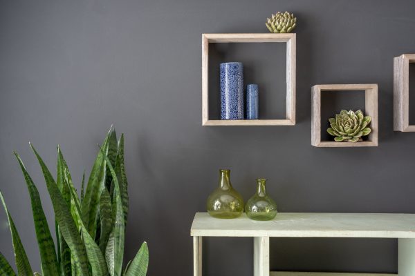 Set Of 3 Square Espresso Reclaimed Wood Open Box Shelve - Image 3
