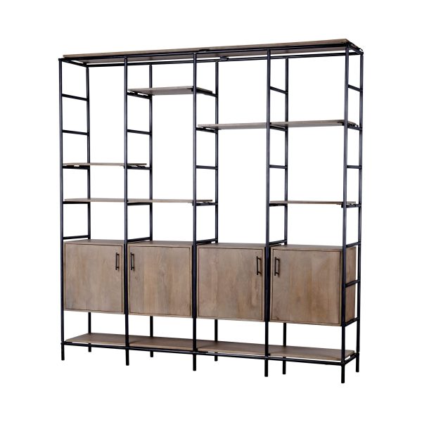 Medium Brown Wood And Metal Multi Shelves Shelving Unit - Image 2
