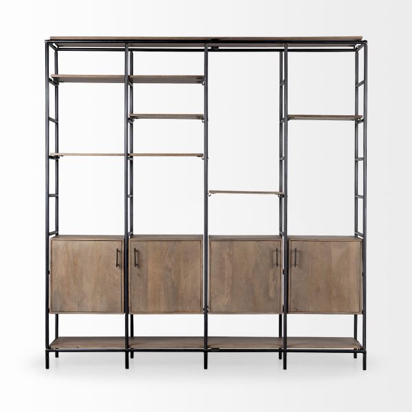 Medium Brown Wood And Metal Multi Shelves Shelving Unit - Image 3