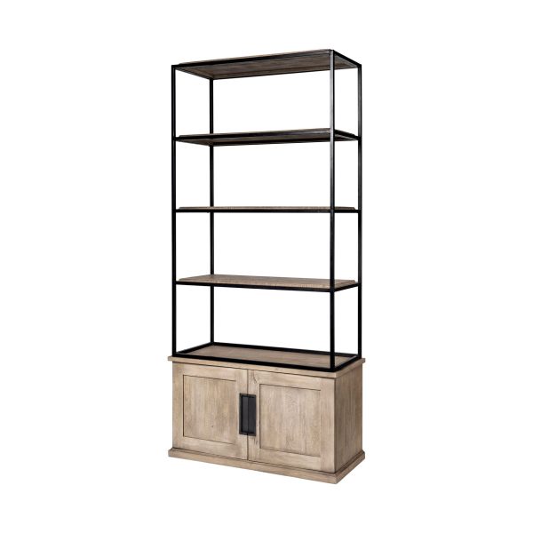 Light Brown Wood And Iron Shelving Unit With 3 Shelves - Image 2