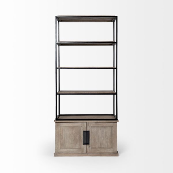 Light Brown Wood And Iron Shelving Unit With 3 Shelves - Image 3