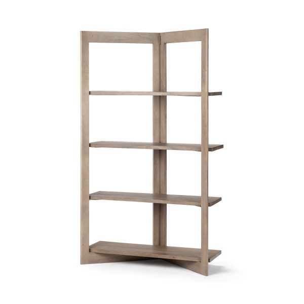 Light Brown Wood Shelving Unit With 4 Shelves - Image 2