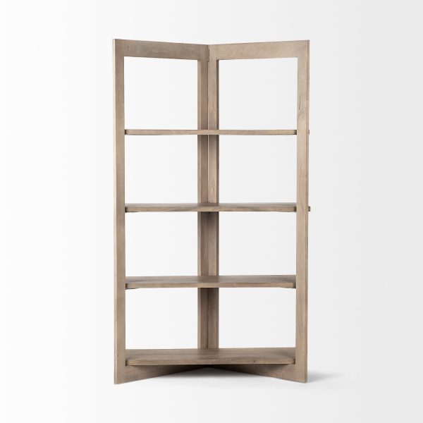 Light Brown Wood Shelving Unit With 4 Shelves - Image 3