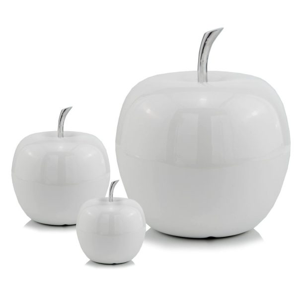 13" White Aluminum Decorative Apple Tabletop Sculpture - Image 3