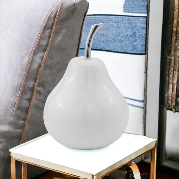 White Jumbo Pear Shaped Aluminum Accent Home Decor - Image 2