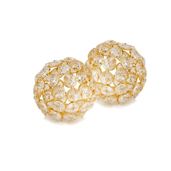 Set Of 2  3" Polished Spheres In Brilliant Shiny Luster Finished And Golden Frame - Image 3