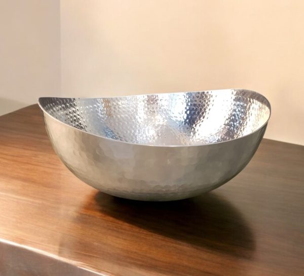 Handcrafted 12" Hammered Stainless Steel Centerpiece Bowl - Image 2