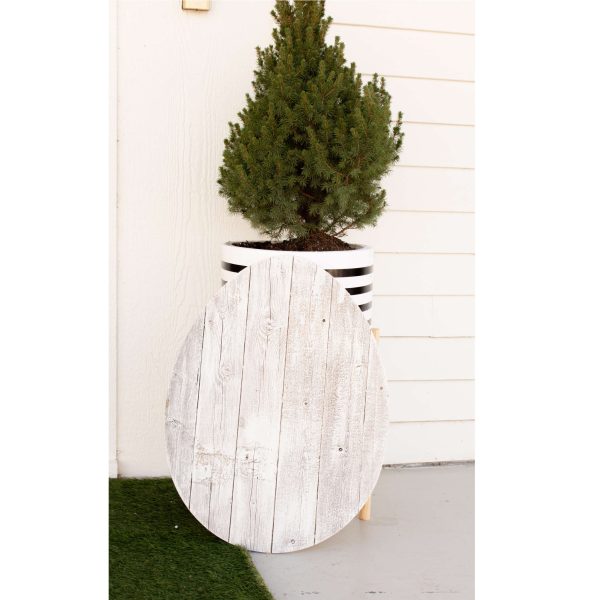 24" Rustic White Wash Wood Large Egg - Image 3