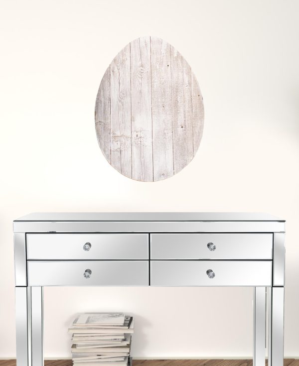 24" Rustic White Wash Wood Large Egg - Image 2