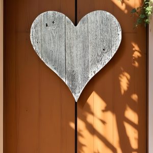18" Whitewash Reclaimed Wood Heart Wall Decor