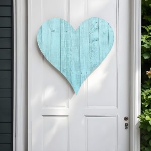 18" Turquoise Reclaimed Wood Heart Wall Decor