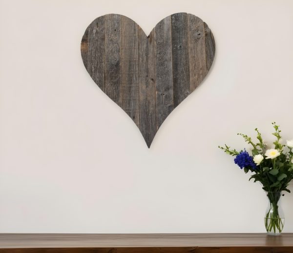 24" Weathered Gray Reclaimed Wood Heart Wall Decor - Image 2