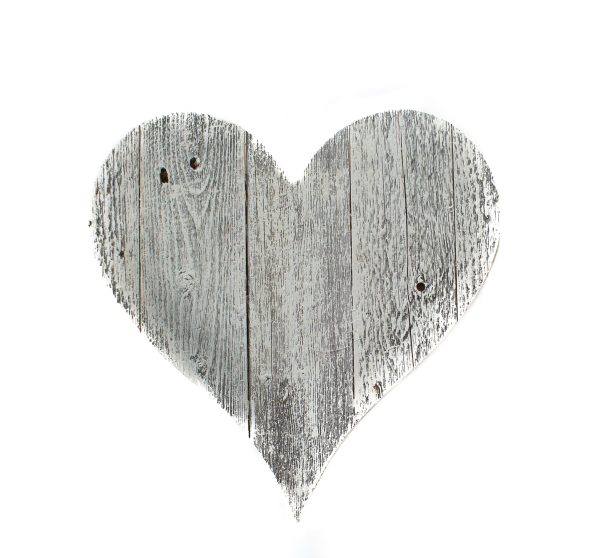 24" Whitewash Reclaimed Wood Heart Wall Decor - Image 3