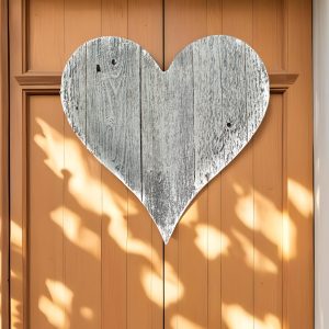 24" Whitewash Reclaimed Wood Heart Wall Decor