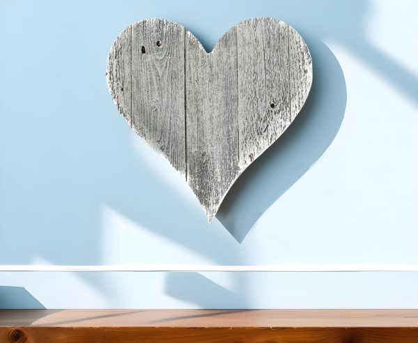 24" Whitewash Reclaimed Wood Heart Wall Decor - Image 2