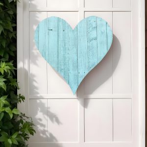 24" Turquoise Reclaimed Wood Heart Wall Decor