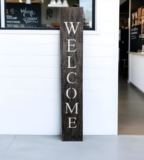 5' Rustic Black And White Front Porch Welcome Sign - Image 2