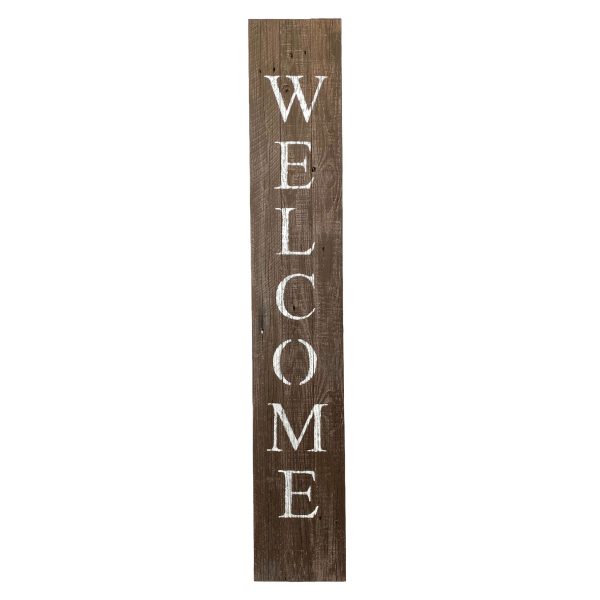5' Rustic Espresso Brown And White Front Porch Welcome Sign - Image 3