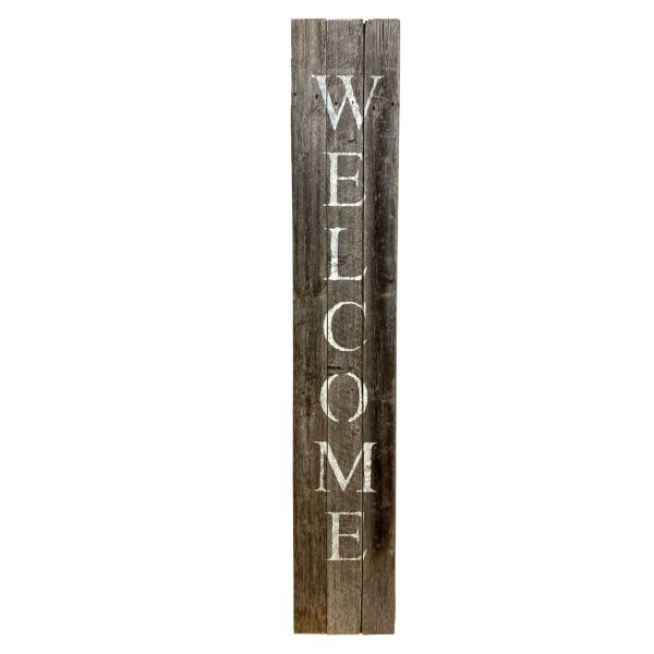 5' Rustic Dark Gray and White Wood Porch Welcome Sign - Image 3