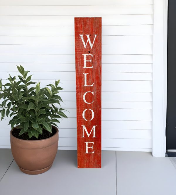 5" Rustic Red And White Front Porch Welcome Sign - Image 2