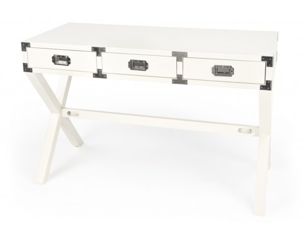 46" White Solid Wood Writing Desk With Three Drawers - Image 3