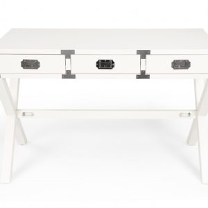 46" White Solid Wood Writing Desk With Three Drawers